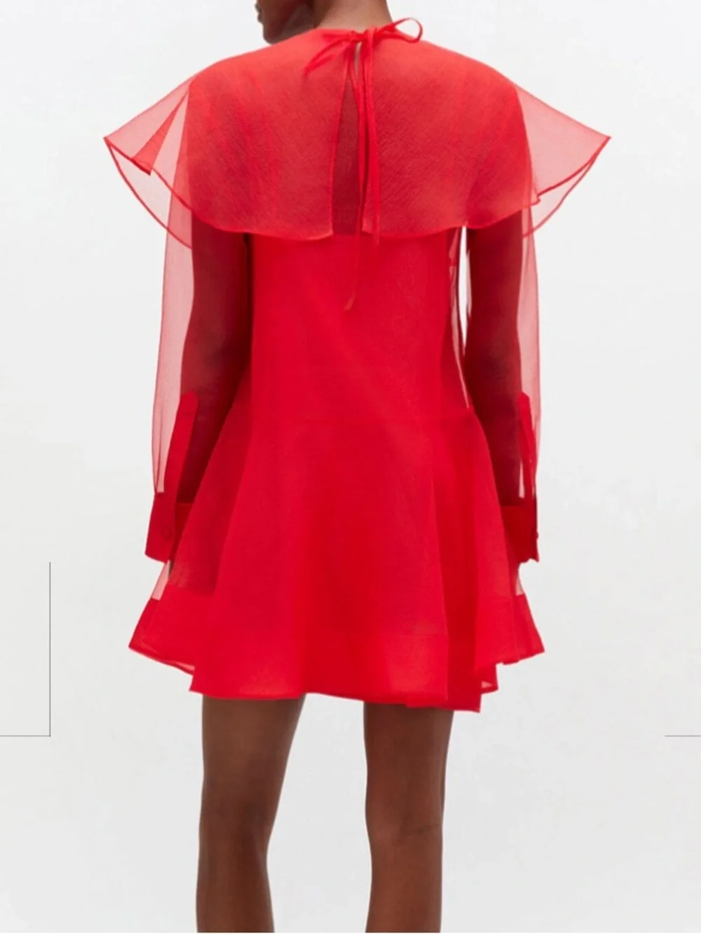 Ganni Size 6 Red Organza Circle Collar Dress - Picture 4 of 5
